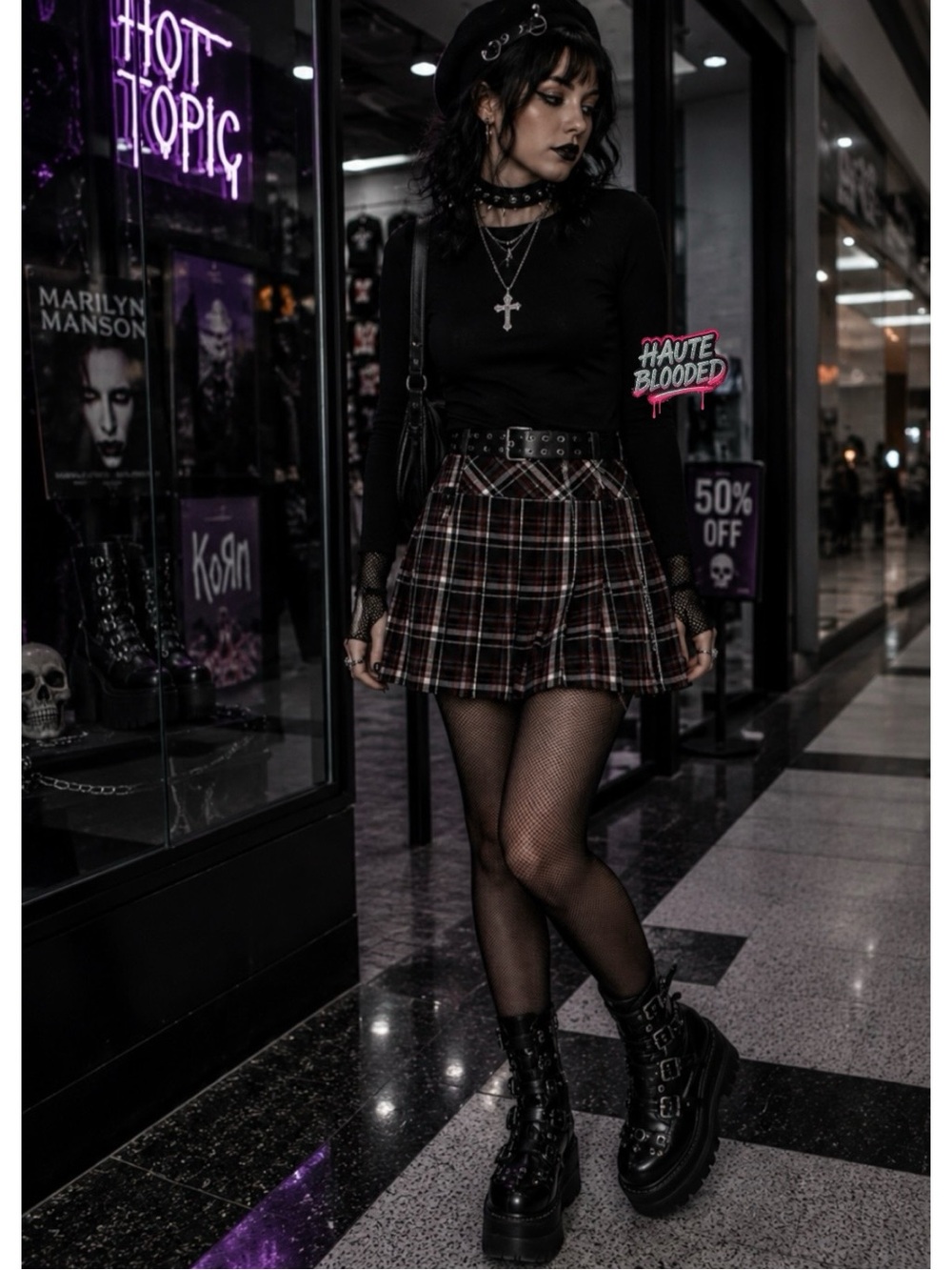 Tangents Mini Skirt Vintage 90's Plaid Dark Academia Indie Sleaze Mall Goth y2k - Picture 10 of 13